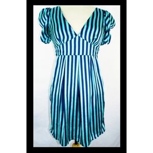 NWOT gorgeous blue striped cocktail dress
